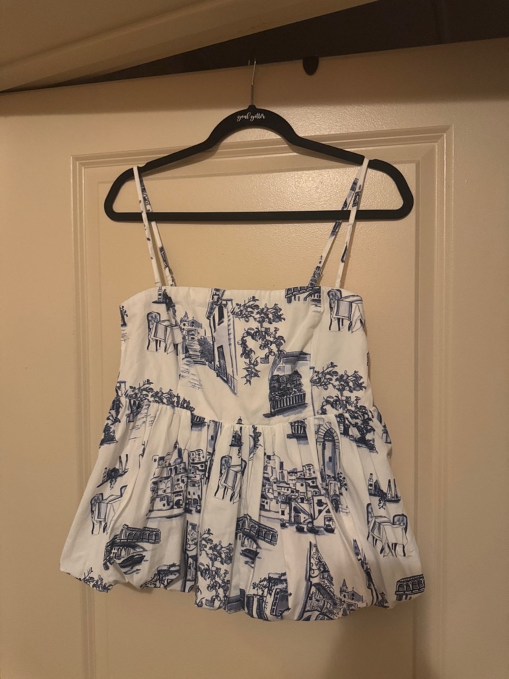 Abercrombie & Fitch White Spaghetti-Strap Printed Peplum Camisole